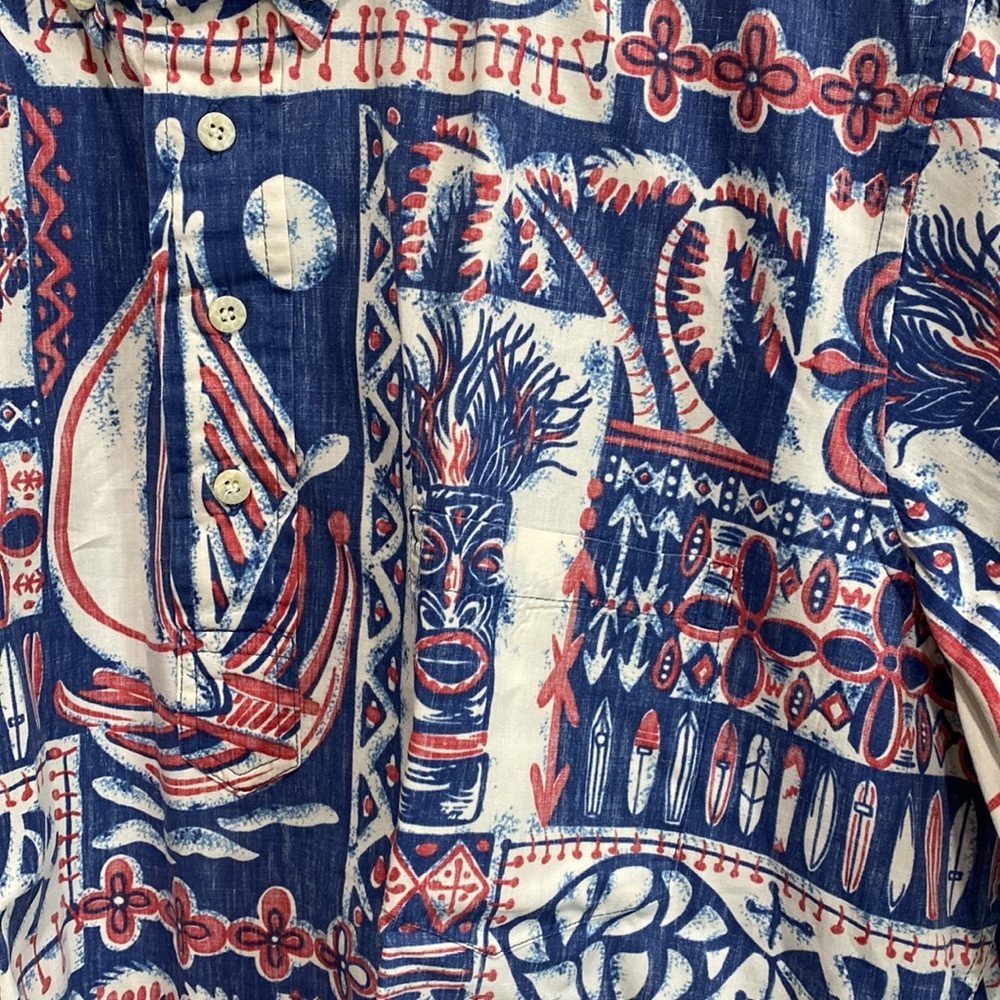 Phil Edwards by Reyn Spooner 100% Cotton Short Sleeve Hawaiian Tiki Shirt Size M - Picture 5 of 7